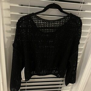 Zara Black Open-Knit Women's Sweater